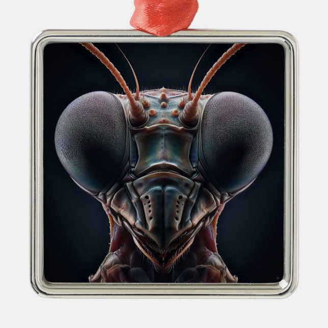 Praying Mantis Close up Macro Metal Tree Decoration (Front)