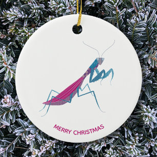 Praying Mantis Custom Text Ceramic Tree Decoration
