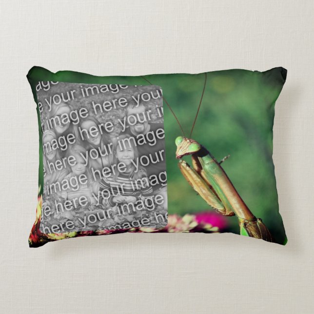 Praying Mantis Frame Create Your Own Photo Decorative Cushion (Front)