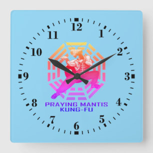 Praying Mantis Kung-Fu Square Wall Clock