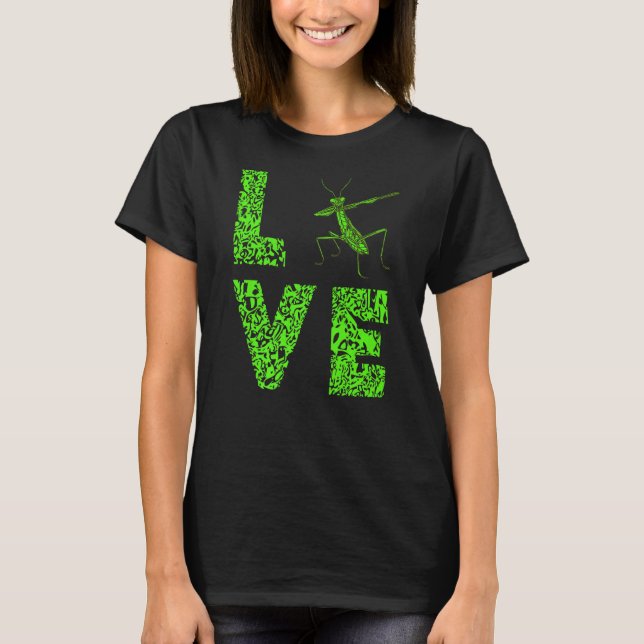Praying Mantis Love Leopard Green Insect  Bug T-Shirt (Front)