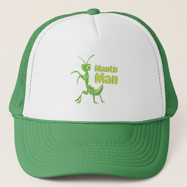 Praying Mantis Man Green Garden Insect Trucker Hat (Front)