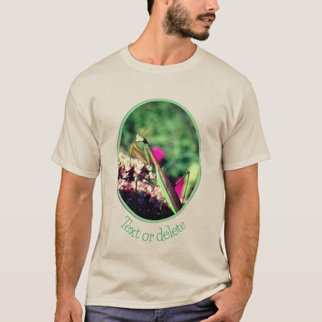 Praying Mantis On Sedum Flower Personalised T-Shirt (Front)
