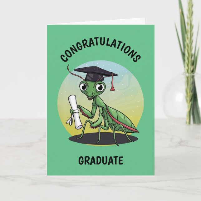 Praying Mantis Personalised Graduation Card (Front)