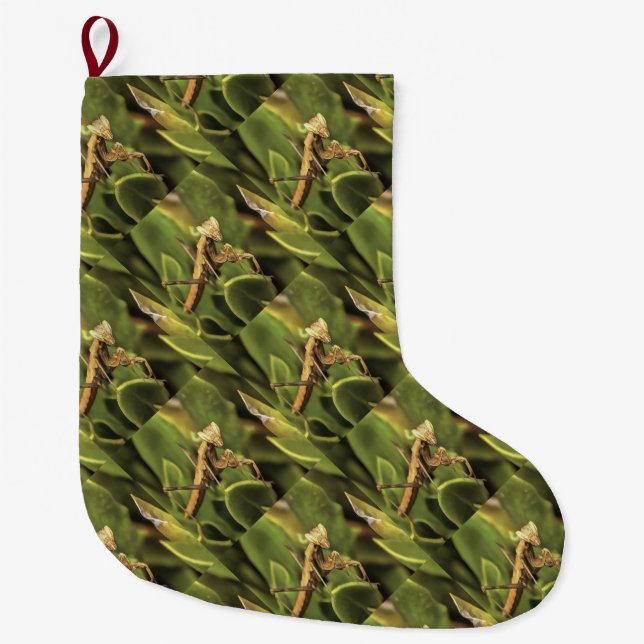 Praying Mantis Portrait Insect Art  Large Christmas Stocking (Front)