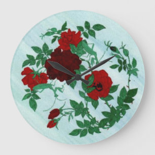 Praying Mantis & Red Roses Wall Clock