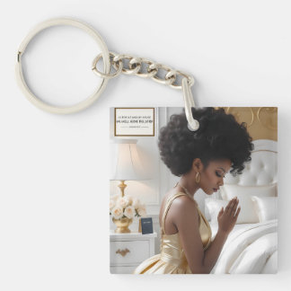 Praying Mother Dressed in Gold Acrylic Keychain