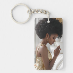 Praying Mother Dressed in Gold Key Ring