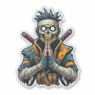 Praying Ninja Zombie Warrior Sticker