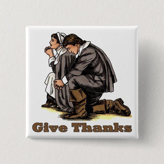 Praying Pilgrims 15 Cm Square Badge (Front)