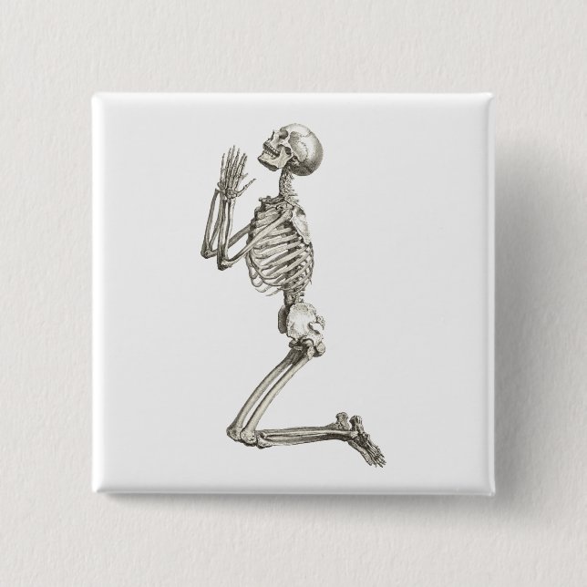 Praying Skeleton Halloween Button (Front)