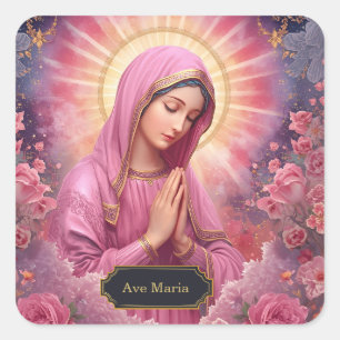 Praying Virgin Mary Christmas Square Sticker