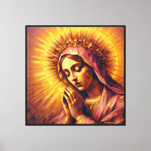 Praying Virgin Mary with a Golden Crown of Light Canvas Print