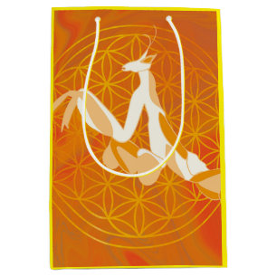 prayis mantis,flower of life, blue, mandala,zen medium gift bag