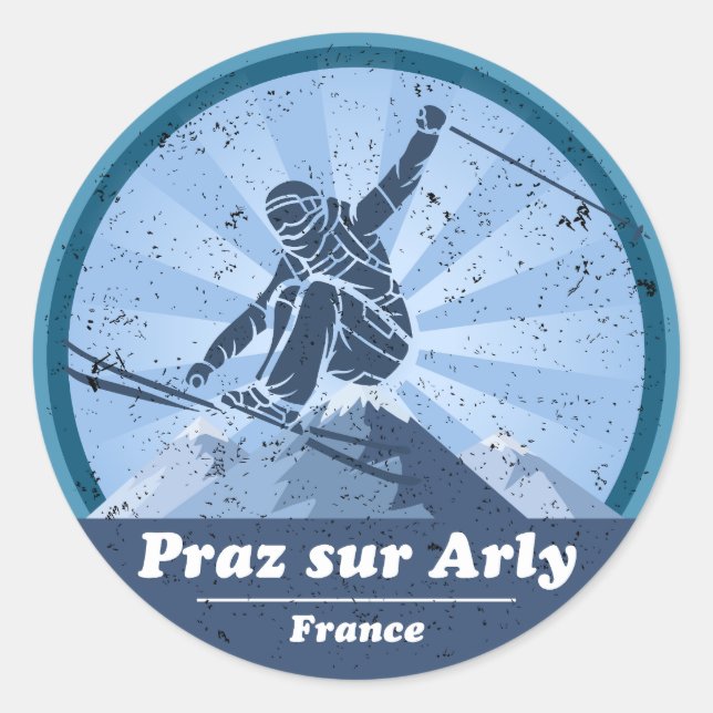 Praz sur Arly Ski resort - Skier Classic Round Sticker (Front)