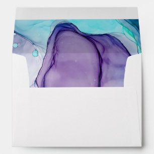 Pre-Addressed Abstract Ink Aqua Purple Envelope
