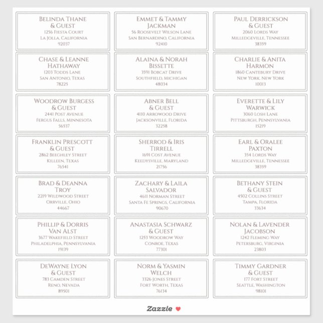 Pre-Addressed Address Labels (Sheet)