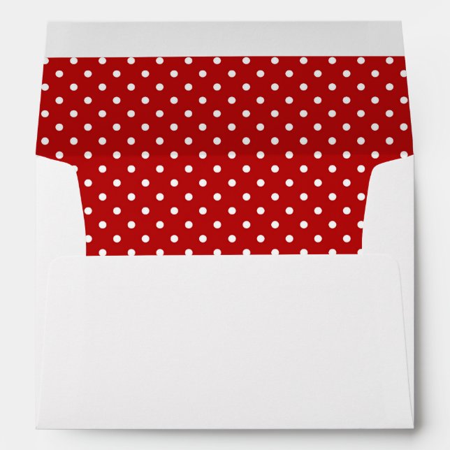 Pre-addressed Christmas Red Polka Dot Lined Envelopes (Back (Bottom))