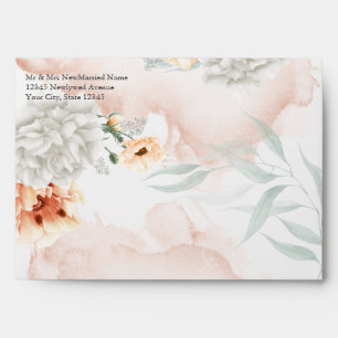 Pre-Addressed Coral Flowers Envelope