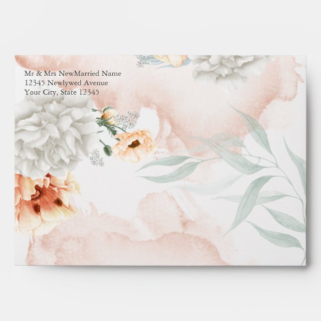 Pre-Addressed Coral Flowers Envelope (Front)