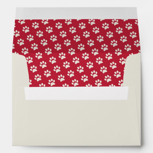 Pre-addressed Dog Cat Animal Red Paw Print Custom Envelopes (Back (Bottom))