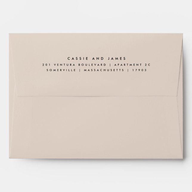 Pre Addressed Dusty Pink Return Address Wedding Envelope (Back (Top Flap))