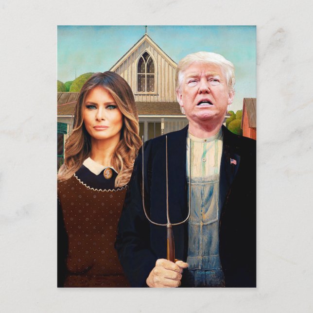 Pre-addressed postcard to Trump American Gothic (Front)