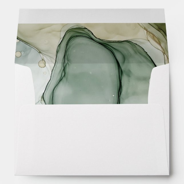 Pre-Addressed Subtle Green Alcohol Ink Envelope (Back (Bottom))