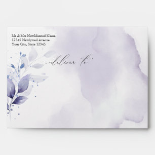 Pre-Addressed Watercolor Violet Envelope