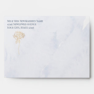 Pre-Addressed Watercolor Wash Dusty Blue Envelope