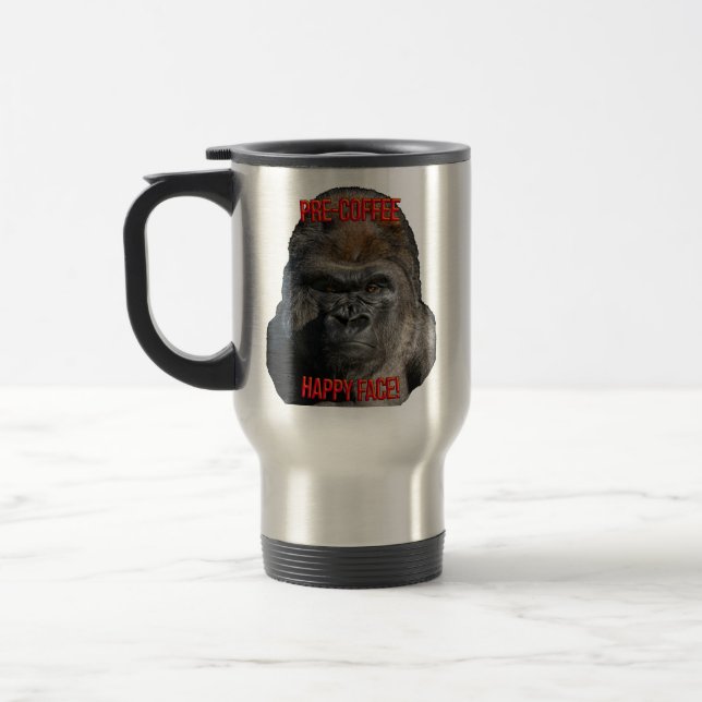 Pre-Coffee Happy Face! Travel Mug (Left)