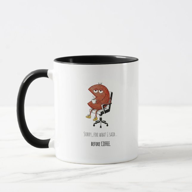 Pre-Coffee Warning Funny Office Desk Mug (Left)
