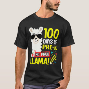 Pre K 100 Days of School No Prob Llama Girls Boys T-Shirt