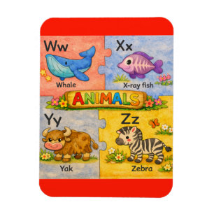Pre-K Animal Alphabet Fridge Magnet W-Z