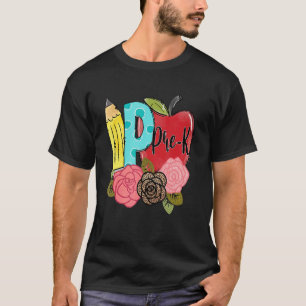Pre K Apple Pencil Back To School Teacher Kids T-Shirt