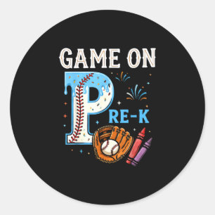 Pre-k back to school baseball drip ice cream game classic round sticker