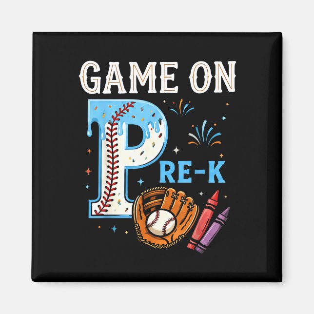 Pre-k back to school baseball drip ice cream game magnet (Front)