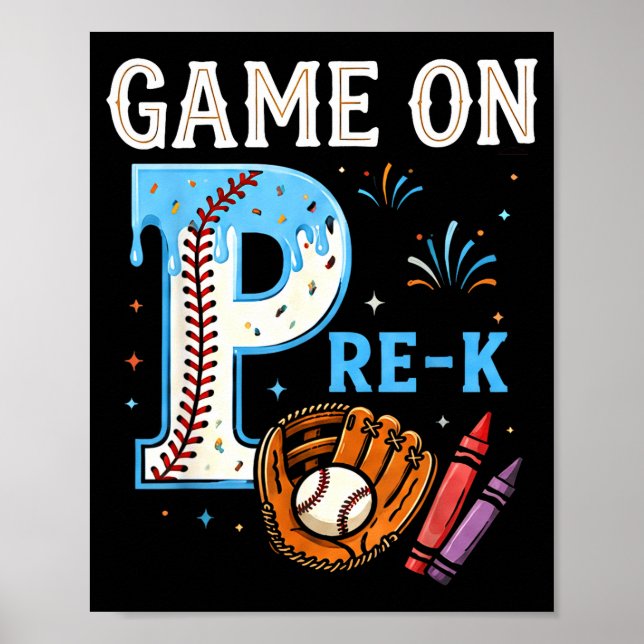 Pre-k back to school baseball drip ice cream game poster (Front)