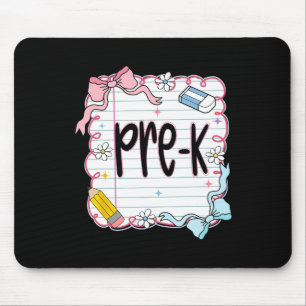Pre-k Back To School Coquette Bow Notebook Preppy Mouse Pad
