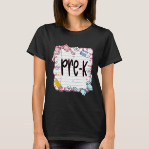 Pre-k Back To School Coquette Bow Notebook Preppy T-Shirt