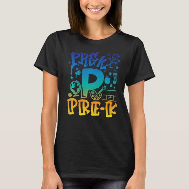 Pre K Boy First Day Of School Teacher Student Back T-Shirt (Front)