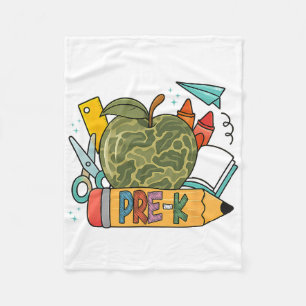 Pre-k Camo Ck To School Gifts Teacher First Day Of Fleece Blanket
