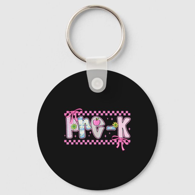 Pre-k Coquette Bow Back To School Teachers Student Key Ring (Front)