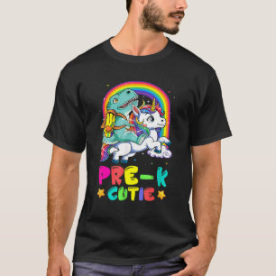 Pre K Cutie Riding Unicorn Back To School T-Shirt