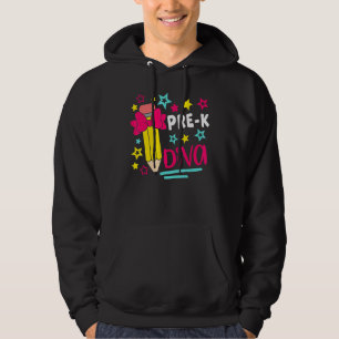 Pre K Diva Girls Head Bow Star Student & Teacher P Hoodie