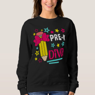 Pre K Diva Girls Head Bow Star Student & Teacher P Sweatshirt