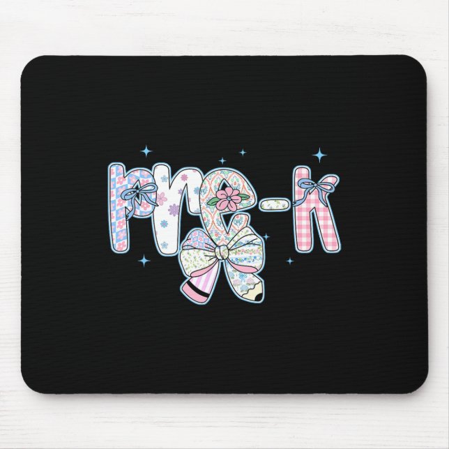 Pre-k First Day Of School Coquette Preppy Pencil F Mouse Pad (Front)