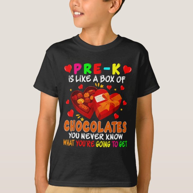 Pre-k Funny Box Of Chocolates Valentine's Day Teac T-Shirt (Front)