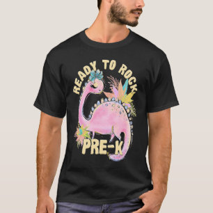 Pre K Girls' Dinosaur Pink Dino Back To School Out T-Shirt