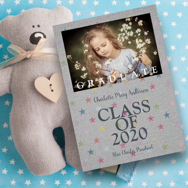 Pre-K Grad Simple Photo Grey Linen Effect Fabric (Creator Uploaded)